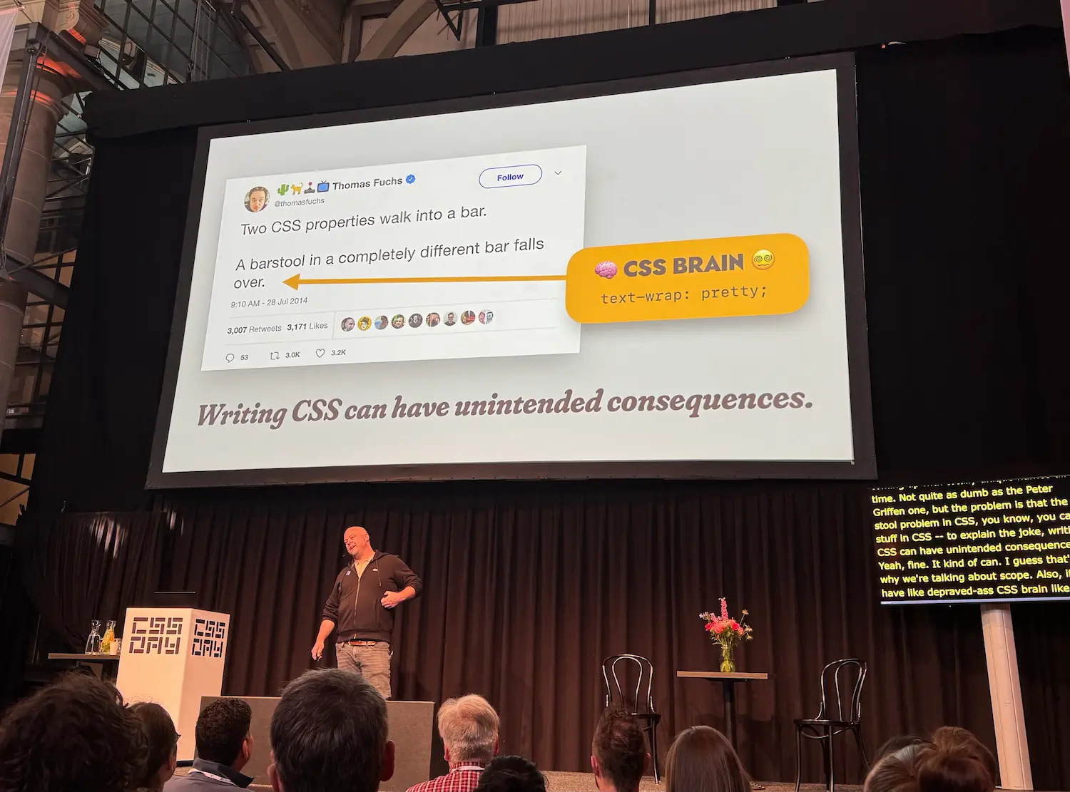 Chris Coyier on stage as CSS Day